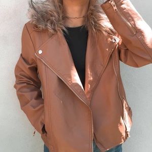 Faux fur leather jacket